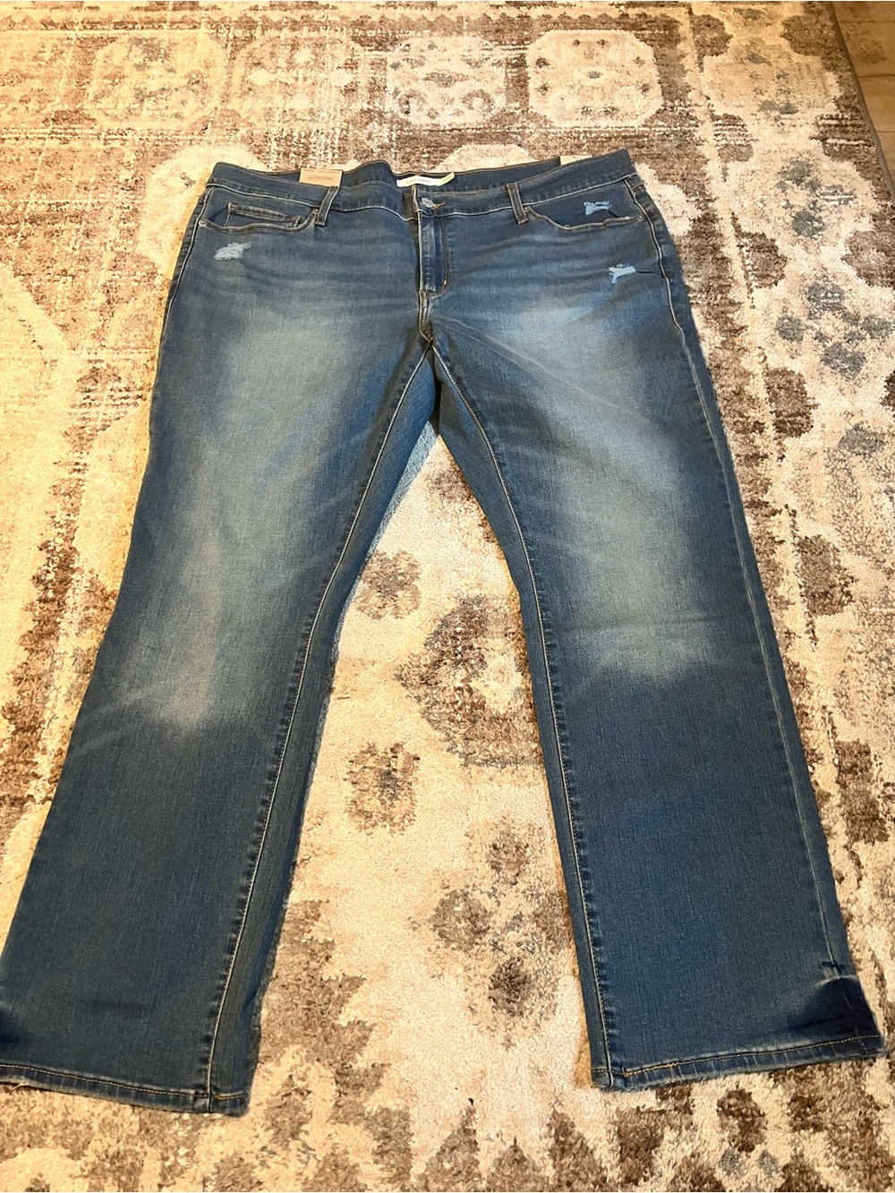 Women's Blue Denim Mid Rise Straight Leg Jeans